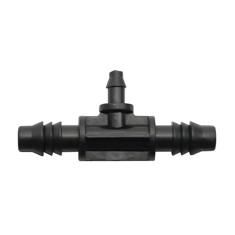 Reducing Tee Barb Connector Kit From 3/8 Inch To 1/4 Inch Garden Hose Splitter For Greenhouse Drip Irrigation Fittings No Fuss Durable 200 Pcs Easy Install Quick Setup black plastic tee