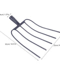 Dark blue iron single-unit handheld manure fork for gardening and composting, 42cm x 25cm, with durable tines.