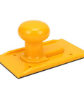 Rock Solid ABS Table Saw Push Block Engineered For Clean Safe Feeding With Ergonomic Non Slip Handle Top Shelf For Dead On Cuts On Jointers And Planers in yellow color.
