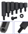 Nylon Standoffs And Hex Spacers Kit For RC Drones 180 Pcs Assorted Screws Nuts And Spacers Set Compatible For FPV Quadcopter Frames Boards And PCB Mounting, black M3 nylon hex spacers