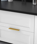 Champagne Gold Drawer Edge Pulls 30 Pack Aluminum Finger Pull Handles on white cabinet, 6-1/4 Inch Hole Center, 7-1/2 Inch Total Length