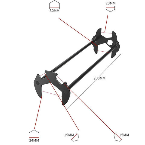 Diagram of Two Pack 4 In 1 Sink Wrenches Carbon Steel Outer Hex Nut Wrenches showing multiple sizes for DIY plumbing repairs
