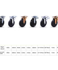 Six Inch Brake Swivel Casters With Iron Core Rubber Wheels Four Pack Heavy Duty Mobile Caster Set shown in various designs