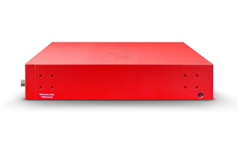 Robust Tabletop Firewall With Complete Five Year Security Bundle Providing Rock Solid Branch Office Coverage equipped with red casing.