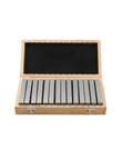 Dead On Accuracy Hella Tough Professional Alloy Steel Parallel Block Set For Cnc Milling Router And Table Saw Setup showing opened wooden box with parallel blocks.