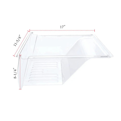 Crisper Drawer Replacement For Frigidaire Refrigerators Replaces 240323001 clear plastic drawer with dimensions view