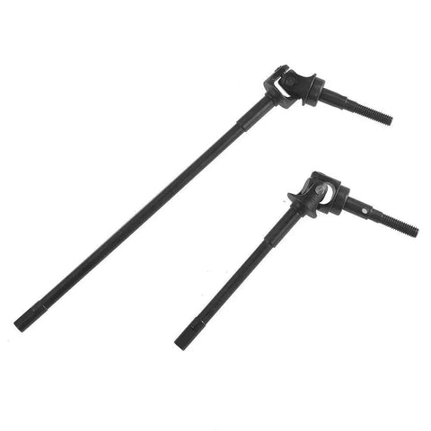 Tough As Nails Steel Front Cvd Drive Shafts Upgrade Kit For 1/10 Scale Rc Rock Crawlers showing two steel drive shafts of different lengths.