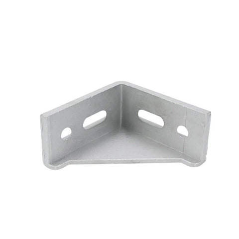 Four Pack 4080 Aluminum Extrusion Corner Brackets, Inside Triangle Connectors For 4080 Profiles, matte silver finish in a triangle shape