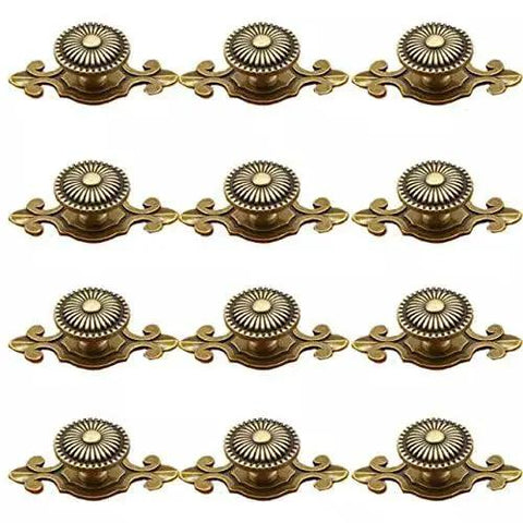 Golden Brass Antique Vintage Retro Drawer Cabinet Knobs With Backplates 12 Pack Mushroom Shape Pull Handles For Dresser