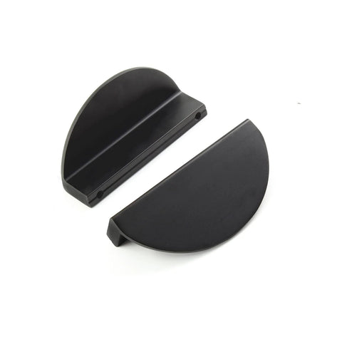 Four Pack Half Moon Cabinet Pulls 2.5 Inch Semicircle Drawer Handles Black Solid Brass Hardware with mounting screws