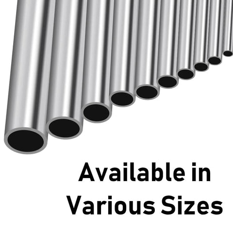 Stainless steel tube set with hollow ends in varying diameters.