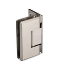 Built Tough Heavy Duty Adjustable 90 Degree Wall Glass Hinge With Offset Backplate Brushed Nickel Self Closing For Glass Doors