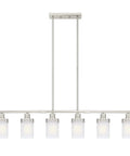 Six Light Kitchen Island Chandelier In Brushed Nickel Finish Modern Pendant Ceiling Light With Frosted Glass Dope Look For Dining Room Bar Café And Kitchen Island Sleek Hollow Cup Design front view