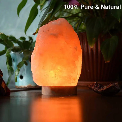 Himalayan Salt Lamp With 8 Color Changing Glow For A Cozy Lit Vibe 100 Percent Natural Crystal Salt Light on table