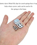 Heavy Duty Couch Spring Clips Furniture Upholstery Repair Kit Includes Eighty Sturdy Screws S Shaped Zig Zag Ek Fasteners in hand.