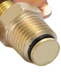 Close-up of Three Eighths Inch NPT Solid Brass Drain Valve For Air Compressors And Tank Drains, showing durable brass construction.