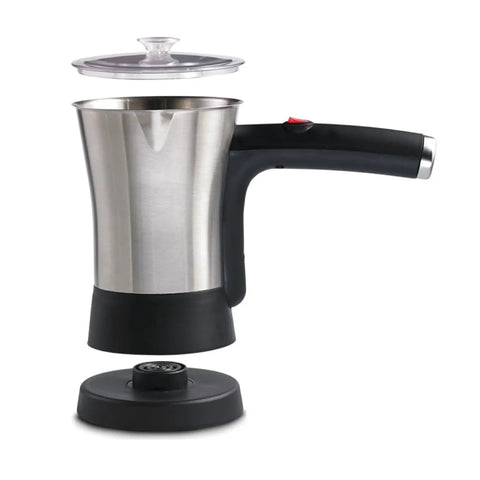 Electric Turkish Coffee Maker For Quick Brew 800W Stainless Steel Design With Concealed Heating Element 360 Degree Swivel Base