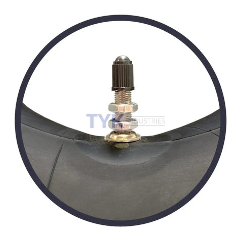 Close-up of TR6 valve stem on Pair Of 27x8R12 And 27x9R12 ATV UTV Inner Tubes With TR6 Valve Stems Multifit Design