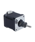 Front view of FYSETC Y-axis stepper motor for K1 Max, NEMA 17, black body with silver faceplate and pulley.