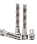 Kickass Set Of 20 Heavy Duty 1/4-20 By 3 Inch Socket Head Cap Screws Featuring Allen Hex Drive Crafted From Rock Solid 18/8 Stainless Steel 304 With Partial Thread And Coarse Thread Specs, shown from various angles.