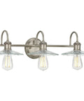 Fayette Collection 3-Light Clear Glass Farmhouse Bath Vanity Light Antique Nickel, steel build, wall-mounted