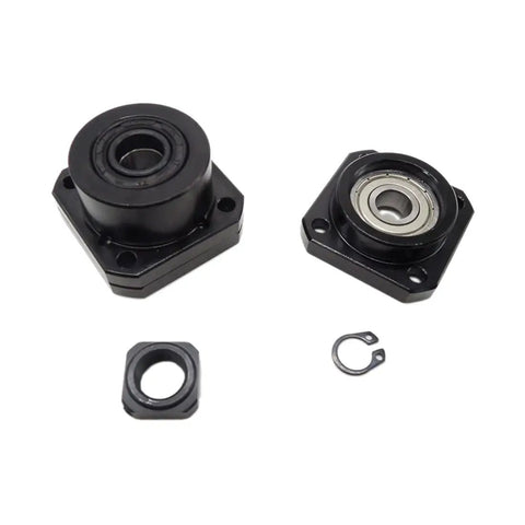 Two Piece FK12 Fixed Side And FF12 Floated Side End Support Kit for SFU1605 SFU1604 Ball Screw CNC Parts on white background