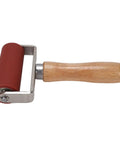 Heavy Duty PVC Welding Seam Roller With Double Bearing Handles, 32mm silicone wheel and wood grip for tarpaulin repair.