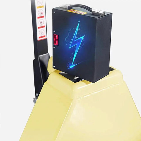 Heavy Duty 4400 Lbs Electric Pallet Jack Truck With Removable Lithium Battery For Easy Warehouse Moving And Material Handling Plus Walkie Pump Design lithium battery pack on yellow jack
