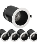 Top Shelf Slick Led Mini Downlights 5W Recessed Can Ceiling Fixtures Deep Antiglare Cob Core Heavy Duty Aluminum Housing Practical For Any Room 5 Pack Cool White Super Bright Setup showcases black and silver design.