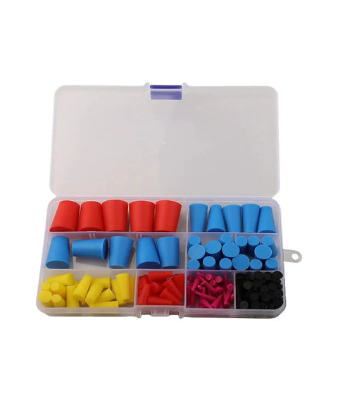 Solid Silicone Rubber Tapered Plugs Assortment Kit 125 Piece Heavy Duty Stopper Set For Painting Oiling And Hydraulic Impregnation Tasks That Hold Up To Heat And Wear Without Flaking Or Shrinking Out There, 125pc case