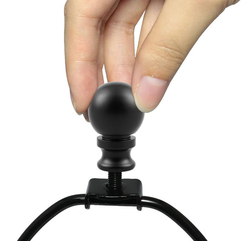 Hand installing Two Pack Black Lamp Finials With Metal Knob Tops For Lampshades Screw Cap Nut Style Durable Die Cast Aluminum