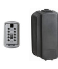 Push Button Key Safe With Permanent Combination Lock Box For 2 Keys, Slimline Wall Mount, Weather Cover Included, Titanium Gray Box With Black Weather Shield