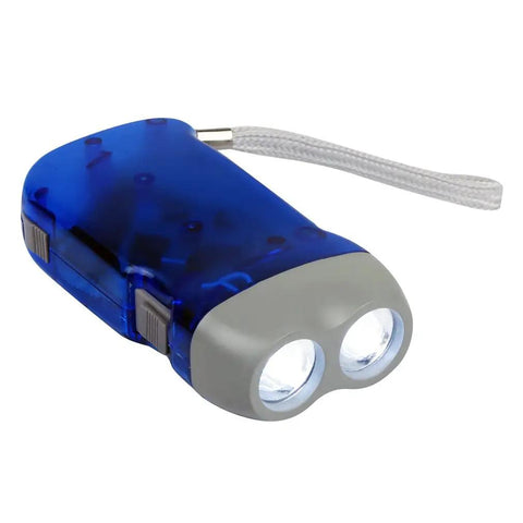 Hand Crank Emergency Flashlight Four Pack Rechargeable Crank Light With Dual LED For Camping Car Travel Hiking Outdoor Activities And Power Outages Anywhere Anytime in blue with strap