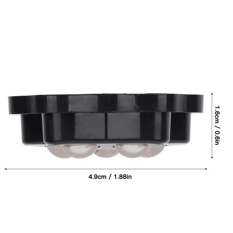 Side view of black plastic 12 Pack Self Adhesive Caster Wheels With Brakes 360 Degree Swivel Appliance Rollers Heavy Duty Furniture Casters For Appliances Bookshelves Desks And More 40 Lbs Load Per Wheel showing dimensions 4.9cm by 1.6cm.