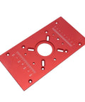 Top Shelf Aluminum Router Base Plate Precision Milling Table Insert For Woodworking Trimming Tasks with red anodized finish.