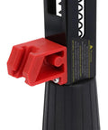 Close-up of Chain Nail Gun Attachment For Electric Drills Auto Screw Spike Tool, showing red plastic mount and black aluminum frame