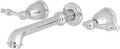 Naples Two-Handle Wall Mount Roman Tub Faucet in Polished Chrome, 3-Hole Install, Solid Brass Construction, High-Flow 7 GPM
