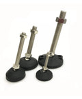 Top Shelf Adjustable Leveling Feet Featuring Threaded M8 Swivel Base And Hella Sturdy Rust Proof Nylon Steel Build For Dead Solid Lathe Frames And Heavy Duty Furniture Glide Pads in various sizes.