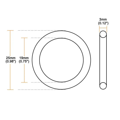 White Silicone O Ring Set 25mm Outer Diameter 19mm Inner Diameter 3mm Cross Section VMQ 50A Durable High Temperature Seal Gasket For Plumbing Pumps Hoses Machinery Leak Proof Pack Of 20 Wide Range Minus Thirty Degrees Celsius To Two Hundred Degrees, dimension diagram