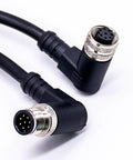 8 Pin M12 Right Angle Connector Cable With A Coding 1 Meter Length AWG22 M12 Male To Female For Industrial Applications