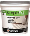 One Gallon White Pre Mixed Tile And Stone Thin Set Mortar For DIY Friendly Tile Installations bucket with label