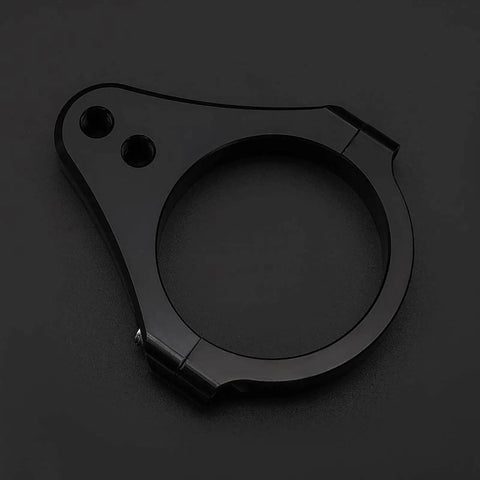 27mm CNC Aluminum Motorcycle Fork Tube Bracket and Steering Damper Frame Mounting Clamp shown on a dark background