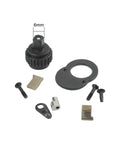 Components of 24 Teeth Ratchet Wrench Repair Kit, 11-Piece Socket Head Set, chrome plated black finish, for repair and service.