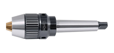 Side view of MT3 Keyless Drill Chuck, Beefed-Up With Integrated Shank And Titanium Jaws for lathe and drill press use.