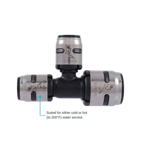 EvoPEX Reducing Tee Three Quarters By One Half By One Half Inch Push To Connect Plumbing Fitting for PEX Pipe Pack of Three