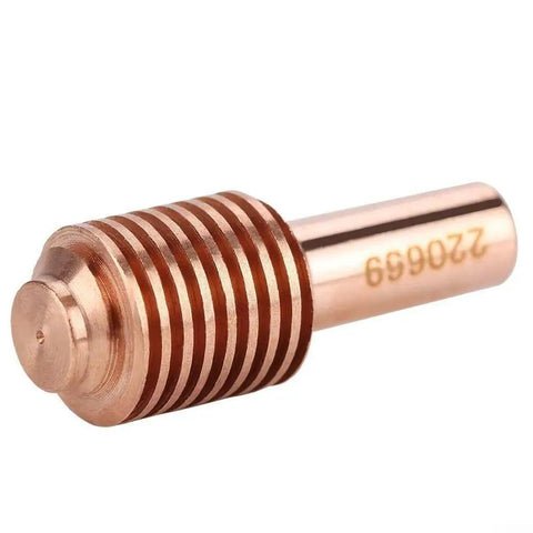 Heavy Duty Plasma Cutter Consumables Kit With Copper Electrode And Nozzle Set For Industrial 45A Torch Replacement Parts Plus Spares, copper electrode close-up.
