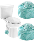 Dope Starfish Toilet Bolt Covers Set Of Two Slick Ceramic Light Blue Screw Caps For Easy Bathroom Decor Swap That Brings Awesome Chill Vibes To Your Daily Routine, with a white toilet.