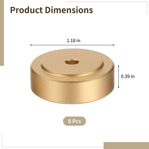 8 Pcs Aluminum Cutting Board Feet With Screws Round 1.18 By 0.39 In Silicone Rubber Pads Anti Rust Vibration Dampening Feet
