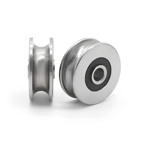 Beefy 2Pcs Stainless Steel Deep U Groove Pulley 8mm Inner Dia Wheel Bearings Wire Rope Pulley Bearing Steel Cable Pulley Load Bearing 431Kg For Industry Equipment close-up