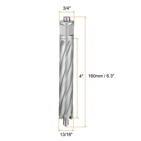 Heavy Hitter Tungsten Carbide Annular Cutter And Hole Saw 13/16 Inch By 4 Inch With Safety Pin for high precision drilling.